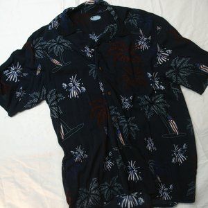 USA Holiday Beach Party Hawaii Shirt USA Surfboard, Dark Blue, Men Size XL